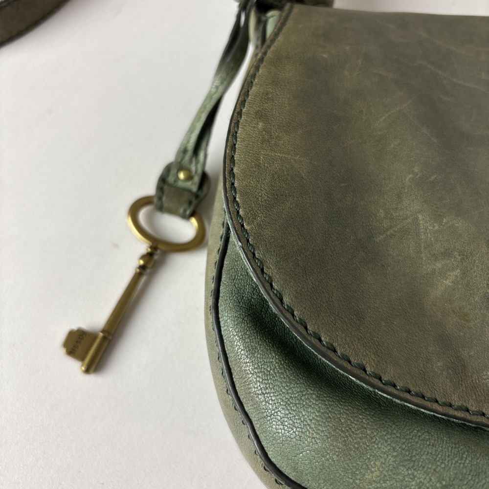 Vintage FOSSIL Y2K Crossbody Strap Leather Turn Lock Flap Bag Purse Handbag - Picture 4 of 16